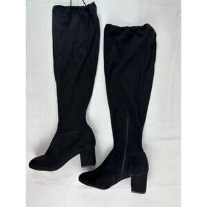 Torrid Over The Knee Block Heel Boot Faux Suede in Black size 9.5 Extra Wide GUC